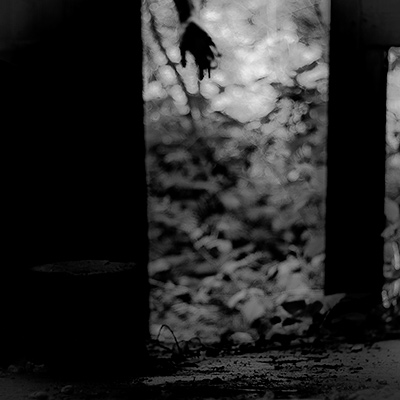 Black and white photo, door, hand
